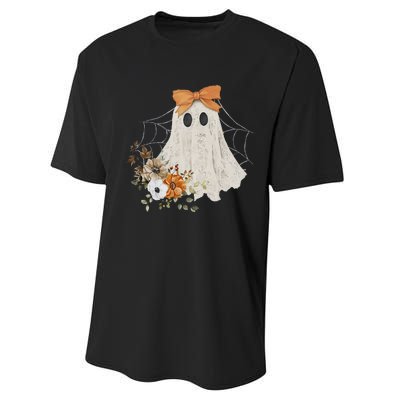 Coquette Ghost Halloween Flower Ghost Spooky Lace Ghost Performance Sprint T-Shirt