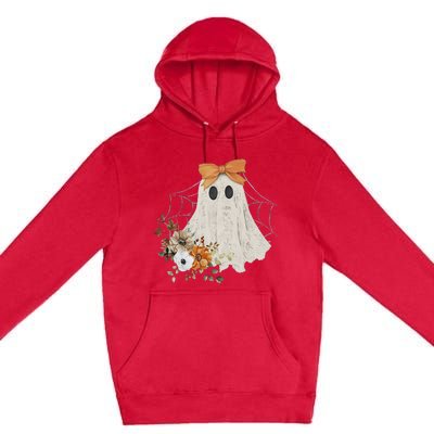 Coquette Ghost Halloween Flower Ghost Spooky Lace Ghost Premium Pullover Hoodie