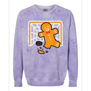 Christmas Gingerbread Hockey Goalkeeper Funny Xmas Goalie Colorblast Crewneck Sweatshirt