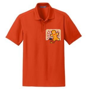 Christmas Gingerbread Hockey Goalkeeper Funny Xmas Goalie Dry Zone Grid Polo