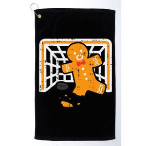 Christmas Gingerbread Hockey Goalkeeper Funny Xmas Goalie Platinum Collection Golf Towel