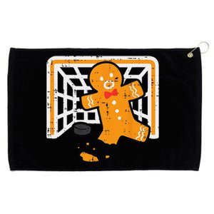 Christmas Gingerbread Hockey Goalkeeper Funny Xmas Goalie Grommeted Golf Towel