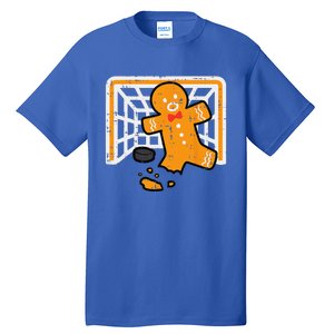 Christmas Gingerbread Hockey Goalkeeper Funny Xmas Goalie Tall T-Shirt