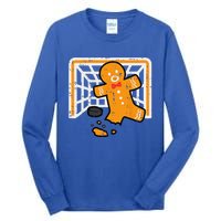 Christmas Gingerbread Hockey Goalkeeper Funny Xmas Goalie Tall Long Sleeve T-Shirt