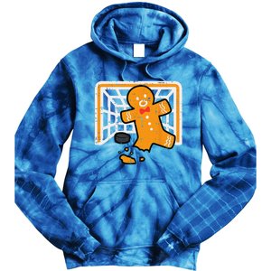 Christmas Gingerbread Hockey Goalkeeper Funny Xmas Goalie Tie Dye Hoodie