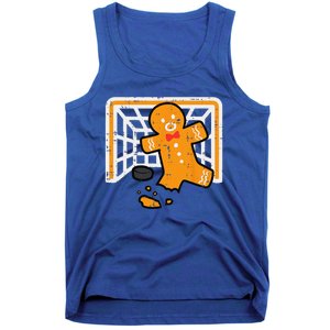 Christmas Gingerbread Hockey Goalkeeper Funny Xmas Goalie Tank Top