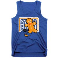 Christmas Gingerbread Hockey Goalkeeper Funny Xmas Goalie Tank Top