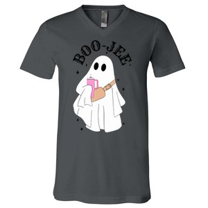 Cute Ghost Halloween Costume Spooky Season Boujee BooJee Gift V-Neck T-Shirt