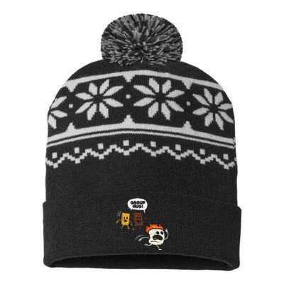 Camping Group Hug Smores Funny Marshmallow USA-Made Snowflake Beanie