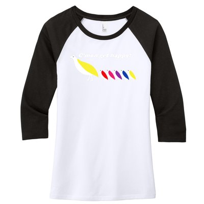 CMon Get Happy! Women's Tri-Blend 3/4-Sleeve Raglan Shirt