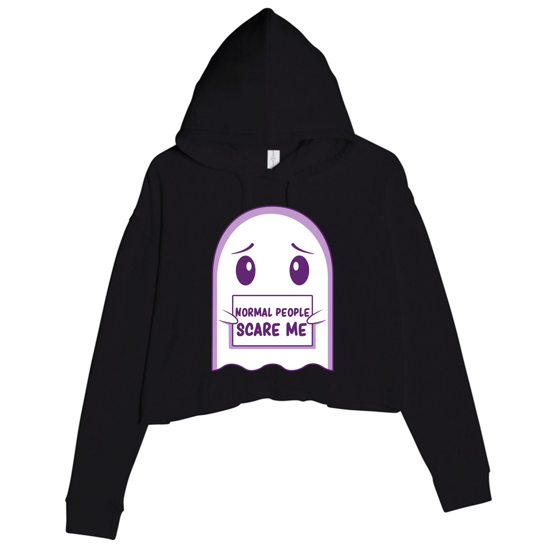 Cute Ghost Halloween Humor Crop Fleece Hoodie