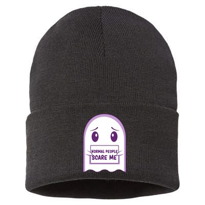 Cute Ghost Halloween Humor Sustainable Knit Beanie