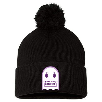 Cute Ghost Halloween Humor Pom Pom 12in Knit Beanie