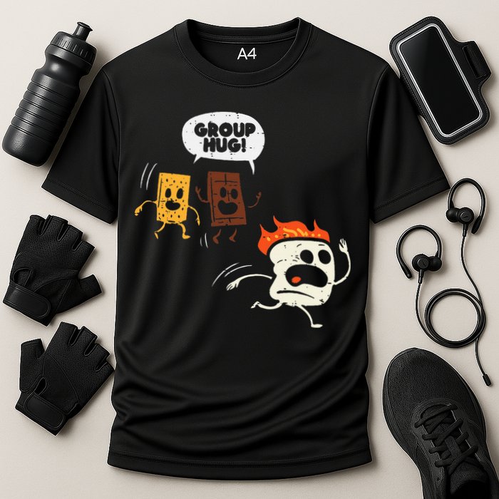 Camping Group Hug Smores Funny Marshmallow Cooling Performance Crew T-Shirt