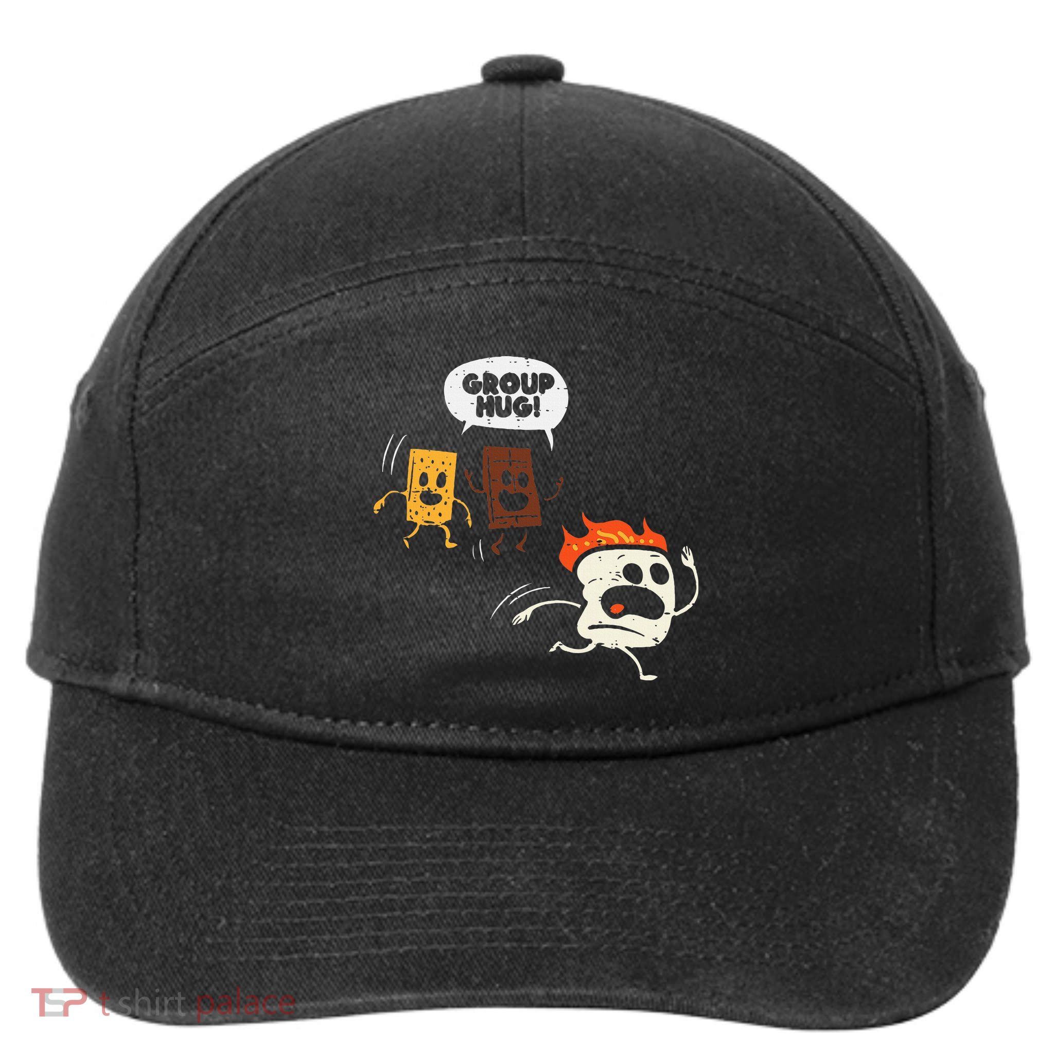 Camping Group Hug Smores Funny Marshmallow 7-Panel Snapback Hat