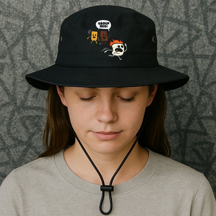 Camping Group Hug Smores Funny Marshmallow Bucket Hat