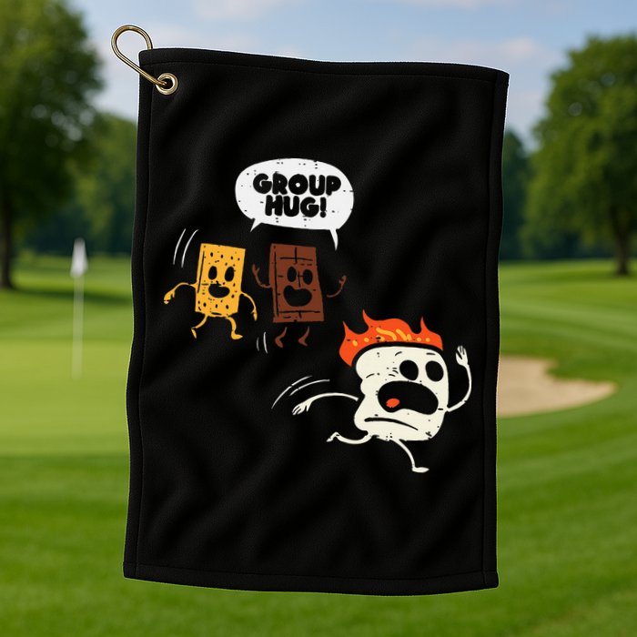 Camping Group Hug Smores Funny Marshmallow Golf Towel