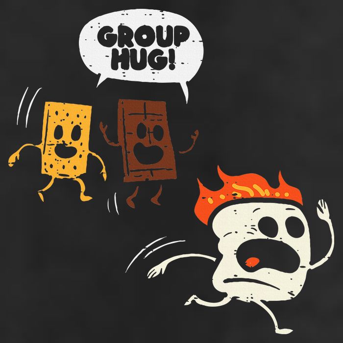 Camping Group Hug Smores Funny Marshmallow Golf Towel