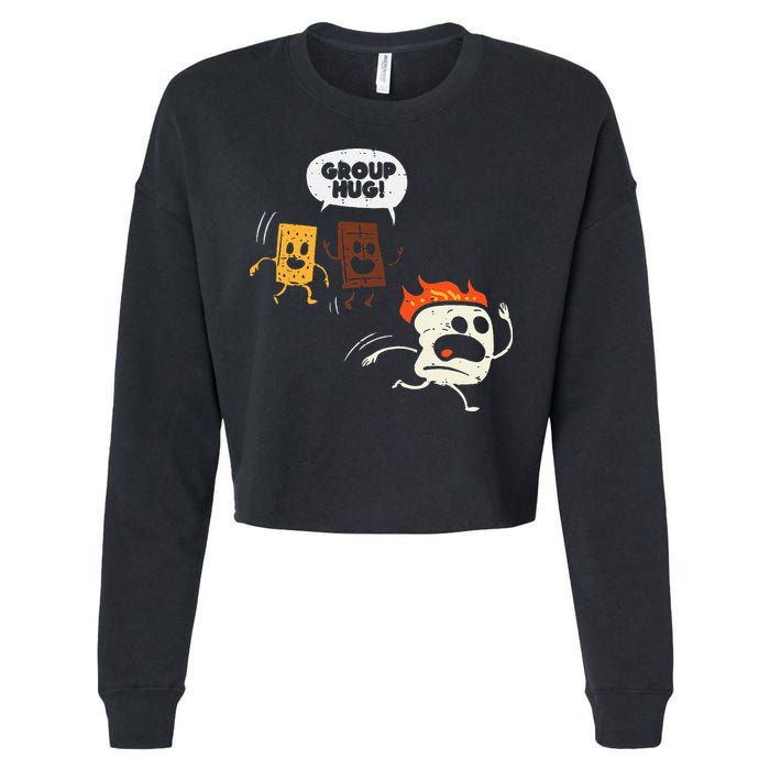 Camping Group Hug Smores Funny Marshmallow Cropped Pullover Crew