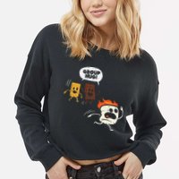 Camping Group Hug Smores Funny Marshmallow Cropped Pullover Crew