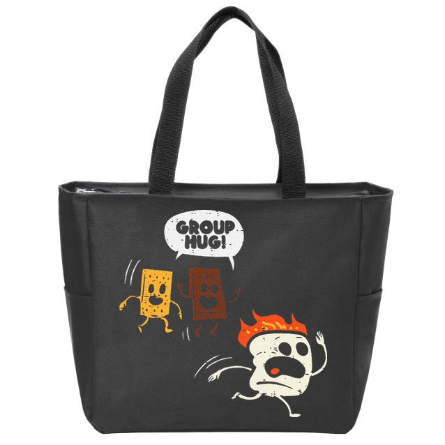 Camping Group Hug Smores Funny Marshmallow Zip Tote Bag