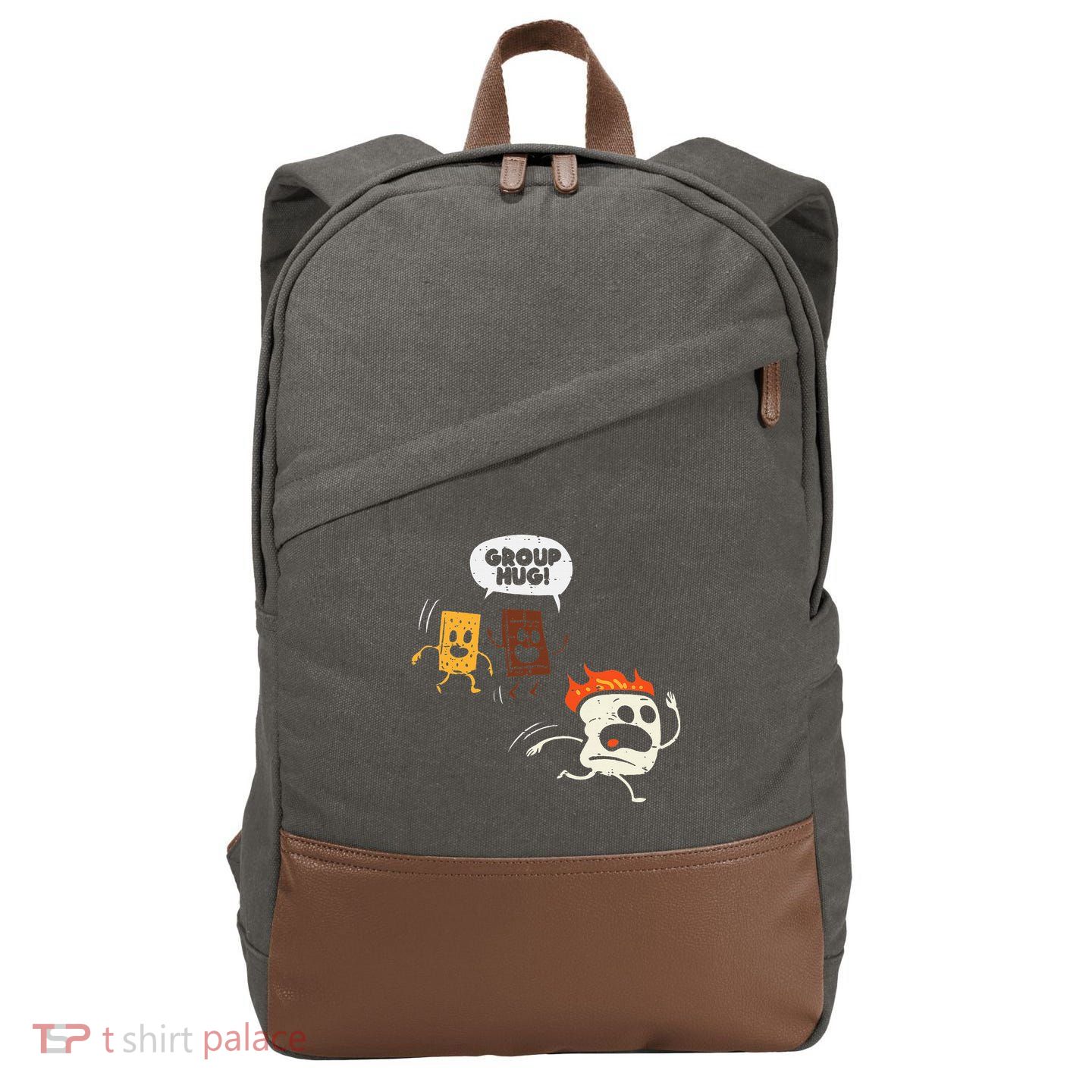 Camping Group Hug Smores Funny Marshmallow Cotton Canvas Backpack