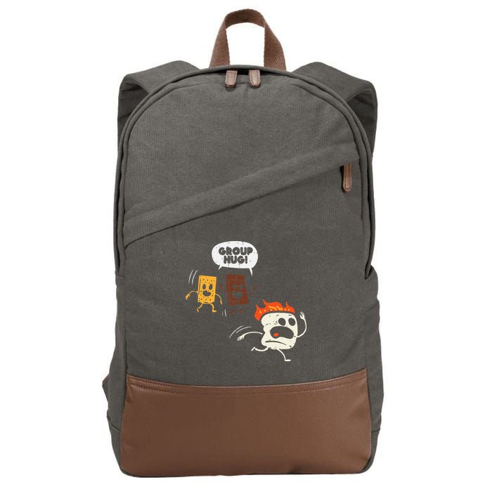 Camping Group Hug Smores Funny Marshmallow Cotton Canvas Backpack
