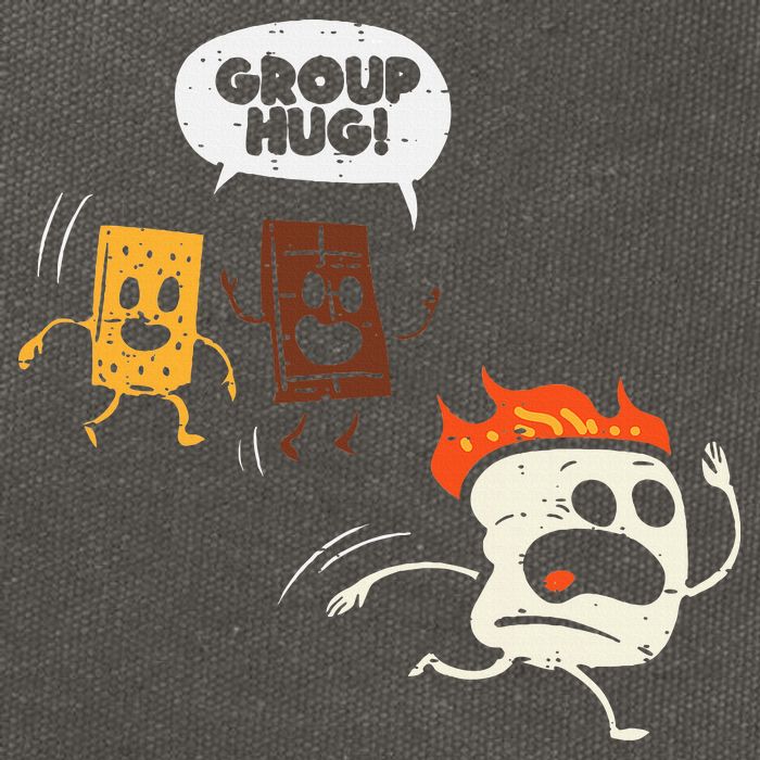 Camping Group Hug Smores Funny Marshmallow Cotton Canvas Backpack