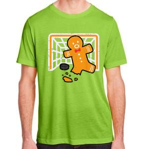 Christmas Gingerbread Hockey Goalkeeper Funny Xmas Goalie Adult ChromaSoft Performance T-Shirt