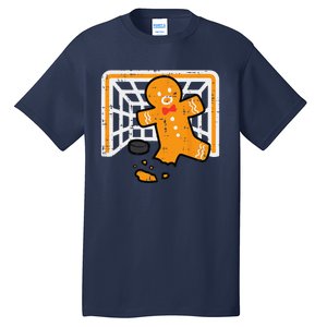 Christmas Gingerbread Hockey Goalkeeper Funny Xmas Goalie Tall T-Shirt