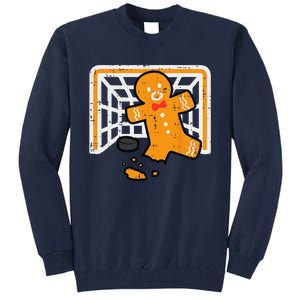 Christmas Gingerbread Hockey Goalkeeper Funny Xmas Goalie Tall Sweatshirt