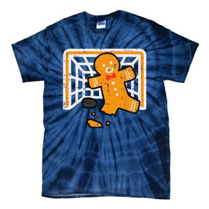 Christmas Gingerbread Hockey Goalkeeper Funny Xmas Goalie Tie-Dye T-Shirt