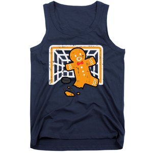 Christmas Gingerbread Hockey Goalkeeper Funny Xmas Goalie Tank Top