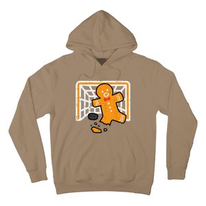 Christmas Gingerbread Hockey Goalkeeper Funny Xmas Goalie Hoodie