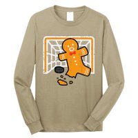 Christmas Gingerbread Hockey Goalkeeper Funny Xmas Goalie Long Sleeve Shirt