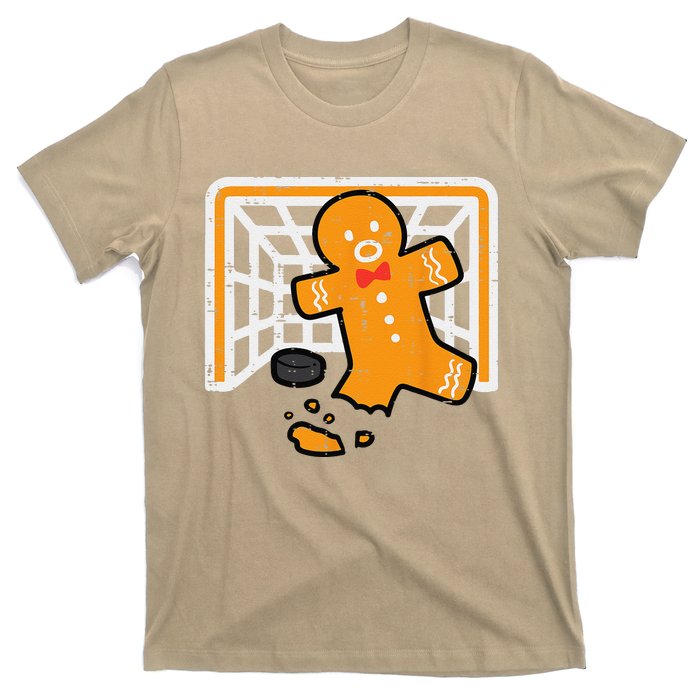 Christmas Gingerbread Hockey Goalkeeper Funny Xmas Goalie T-Shirt