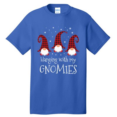 Christmas Gnome Hanging With My Gnomies Plaid Garden Christmas Gnome Tall T-Shirt