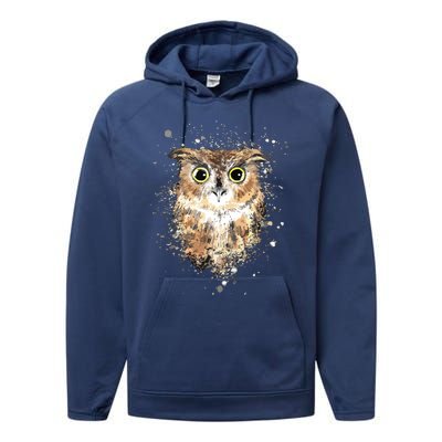 Cute Great Horned Owls Artistic Tees For Women Men Performance Fleece Hoodie