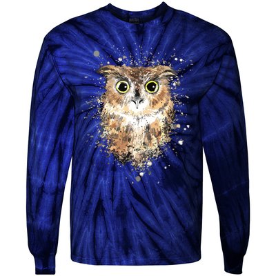 Cute Great Horned Owls Artistic Tees For Women Men Tie-Dye Long Sleeve Shirt