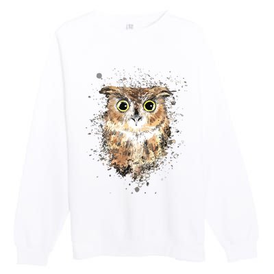 Cute Great Horned Owls Artistic Tees For Women Men Premium Crewneck Sweatshirt