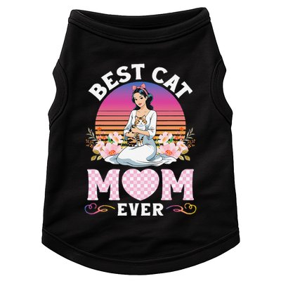 Cute Girl Hugging Oriental And Flowers Best Cat Mom Ever Doggie Tank