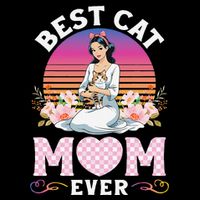 Cute Girl Hugging Oriental And Flowers Best Cat Mom Ever Backpack