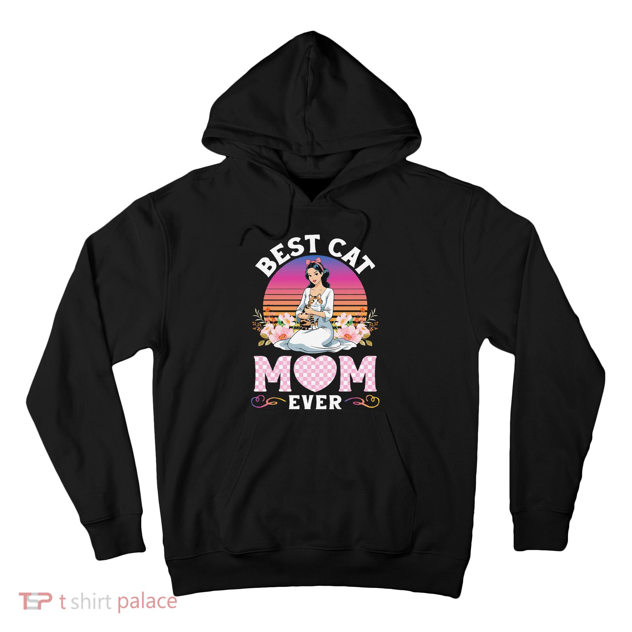 Cute Girl Hugging Oriental And Flowers Best Cat Mom Ever Tall Hoodie