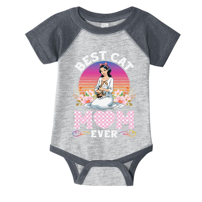 Cute Girl Hugging Oriental And Flowers Best Cat Mom Ever Infant Baby Jersey Bodysuit