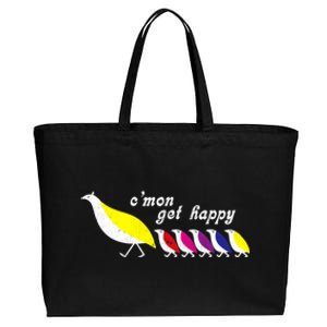 CMon Get Happy Encouraging Positive Quote Cotton Canvas Jumbo Tote