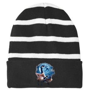 Canadian Goose Howling At The Moon Silly Goose Striped Beanie with Solid Band