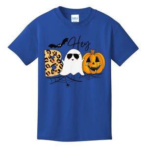 Cute Ghost Halloween Pumpkin Face Hey Boo Funny Halloween Kids T-Shirt