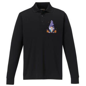 Cute Gnomes Happy Halloween Fall Candy Corn Pumpkin Funny Performance Long Sleeve Polo