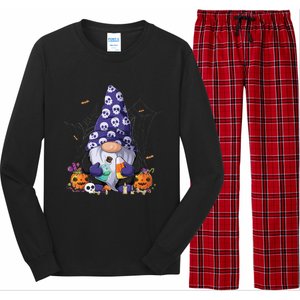 Cute Gnomes Happy Halloween Fall Candy Corn Pumpkin Funny Long Sleeve Pajama Set