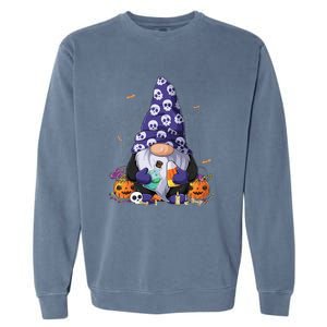 Cute Gnomes Happy Halloween Fall Candy Corn Pumpkin Funny Garment-Dyed Sweatshirt